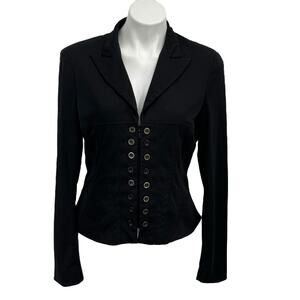 Jacqueline Riu Steampunk Jacket Women VTG 42 Black Gothic Victorian DarkAcademia